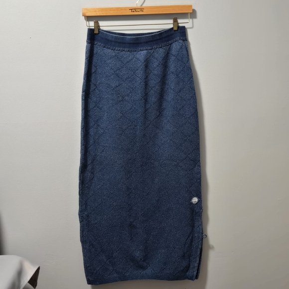 Blue Willi's Pure Indigo Cotton Knit Pencil Skirt Maxi Size XL Made In Denmark - Picture 4 of 16